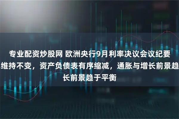 专业配资炒股网 欧洲央行9月利率决议会议纪要：利率维持不变，资产负债表有序缩减，通胀与增长前景趋于平衡